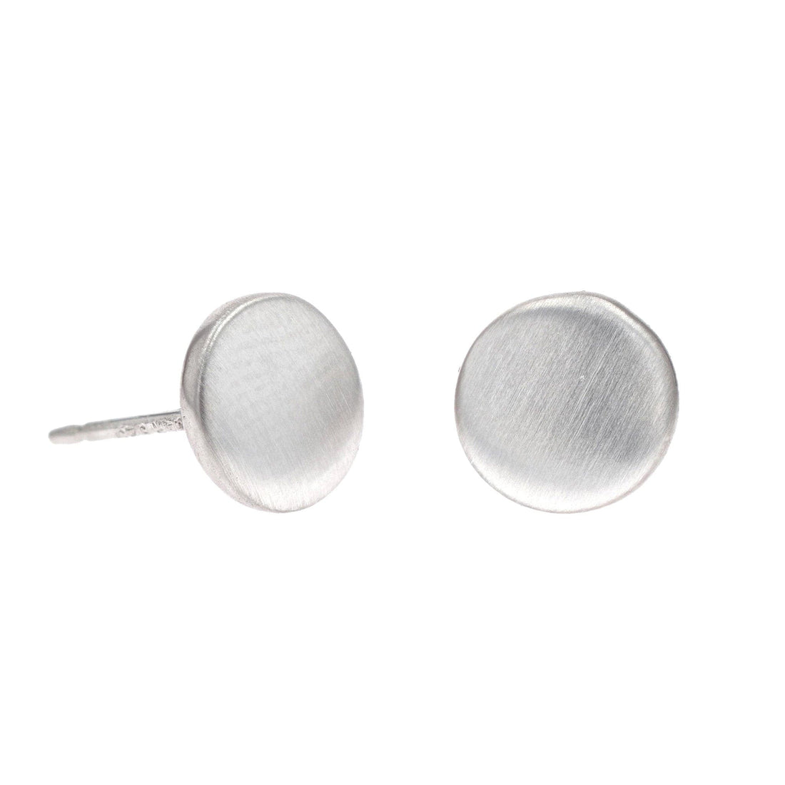 Satin Sterling Silver Flat Round Stud Earrings by Carla | Nancy B.