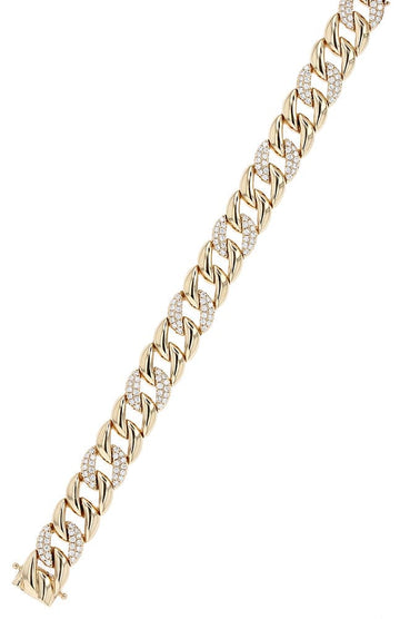 Shy Creation 14k Gold Diamond Curb Link Chain Bracelet | SC55020074