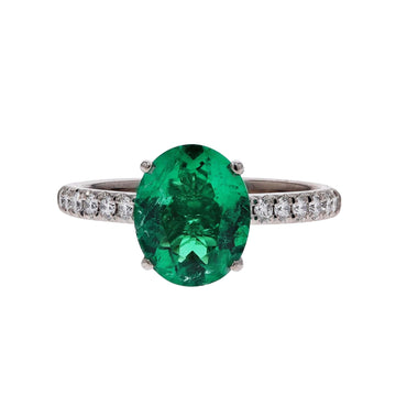White Gold Emerald & Diamond Ring by Precision Set - Skeie's Jewelers