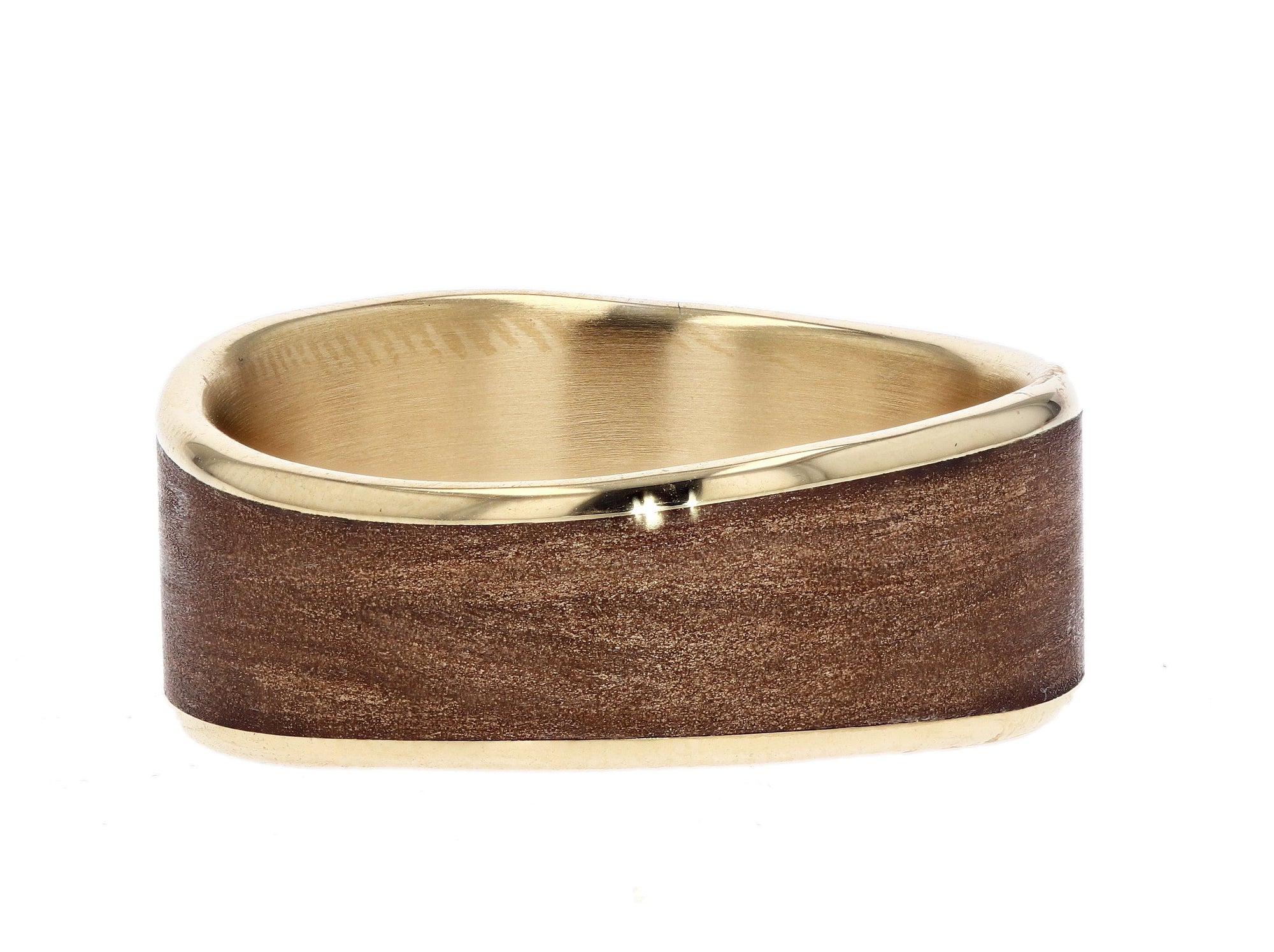 Furrer Jacot 18k Gold & Wood Grain Contour Wedding Band