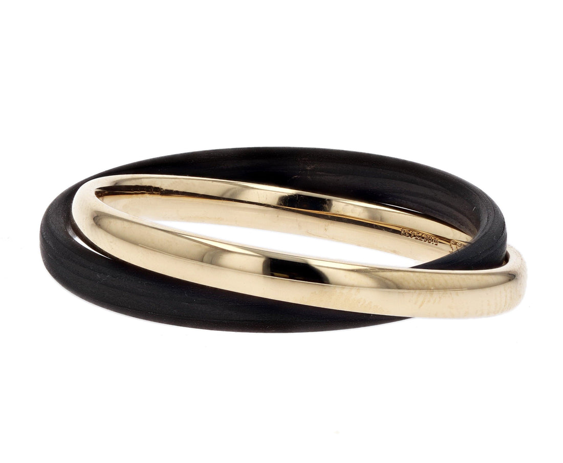 Furrer Jacot 2.5mm 18k Gold & Carbon Interlocking Wedding Band Ring