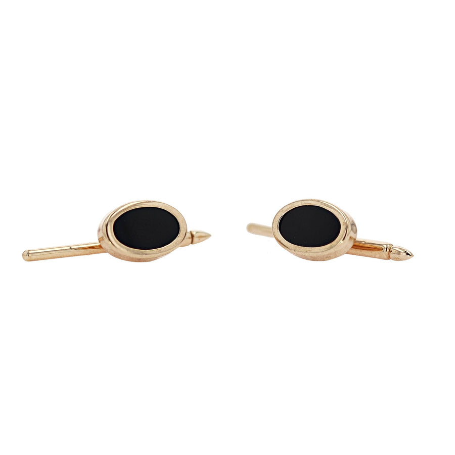 Gold Filled Oval Black Onyx Cufflinks