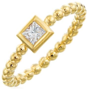 Gumuchian Nutmeg 18k Gold Beaded Princess Diamond Ring