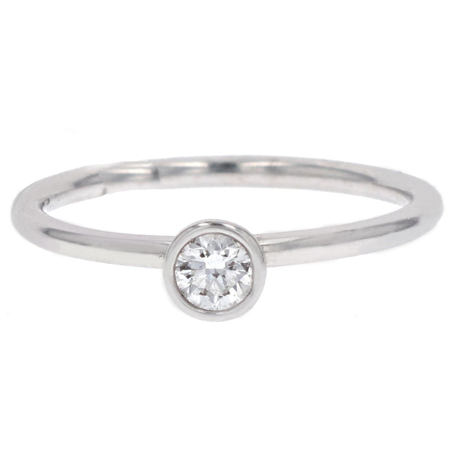 White Gold Round Diamond Bezel Stackable Ring by Jade Trau
