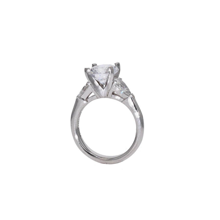 Three Stone Pear-Shaped Diamond Engagement Ring  Side