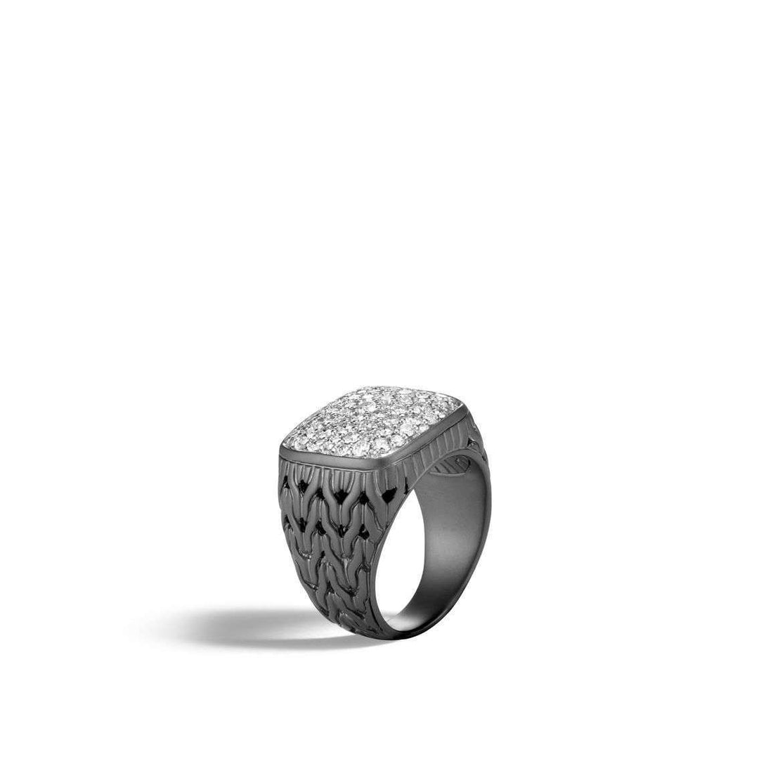 John Hardy Men's Classic Chain Signet Ring with Pave Diamonds