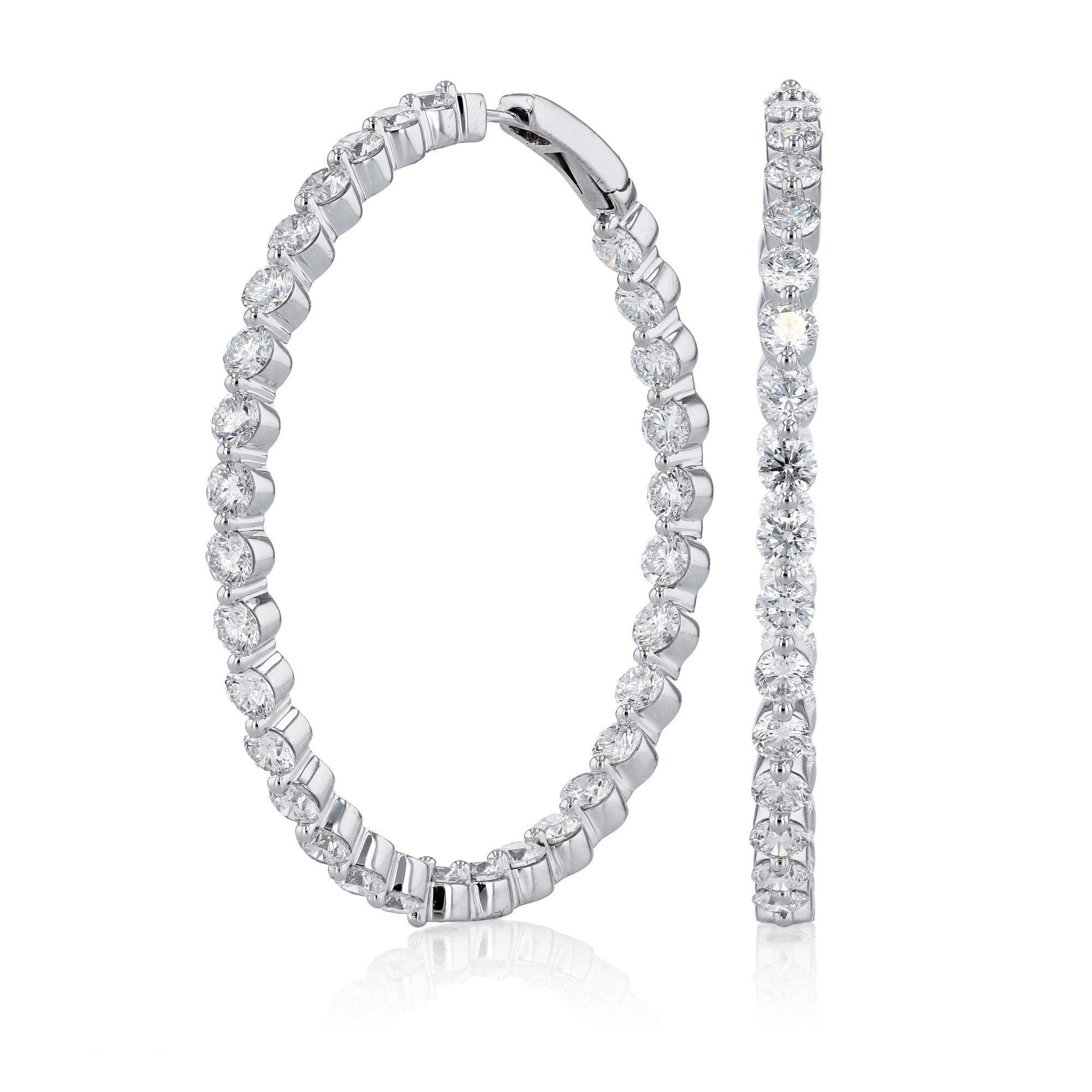 Joshua J. 18k Gold & Diamond 1.5" Inside Outside Hoop Earrings