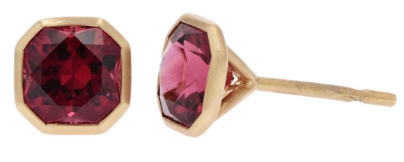Kimberly Collins Square Faceted Rhodalite Garnet Studs