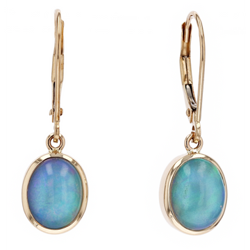 Kostbar Oval Ethiopian Opal Dangle Earrings - Skeie's Jewelers