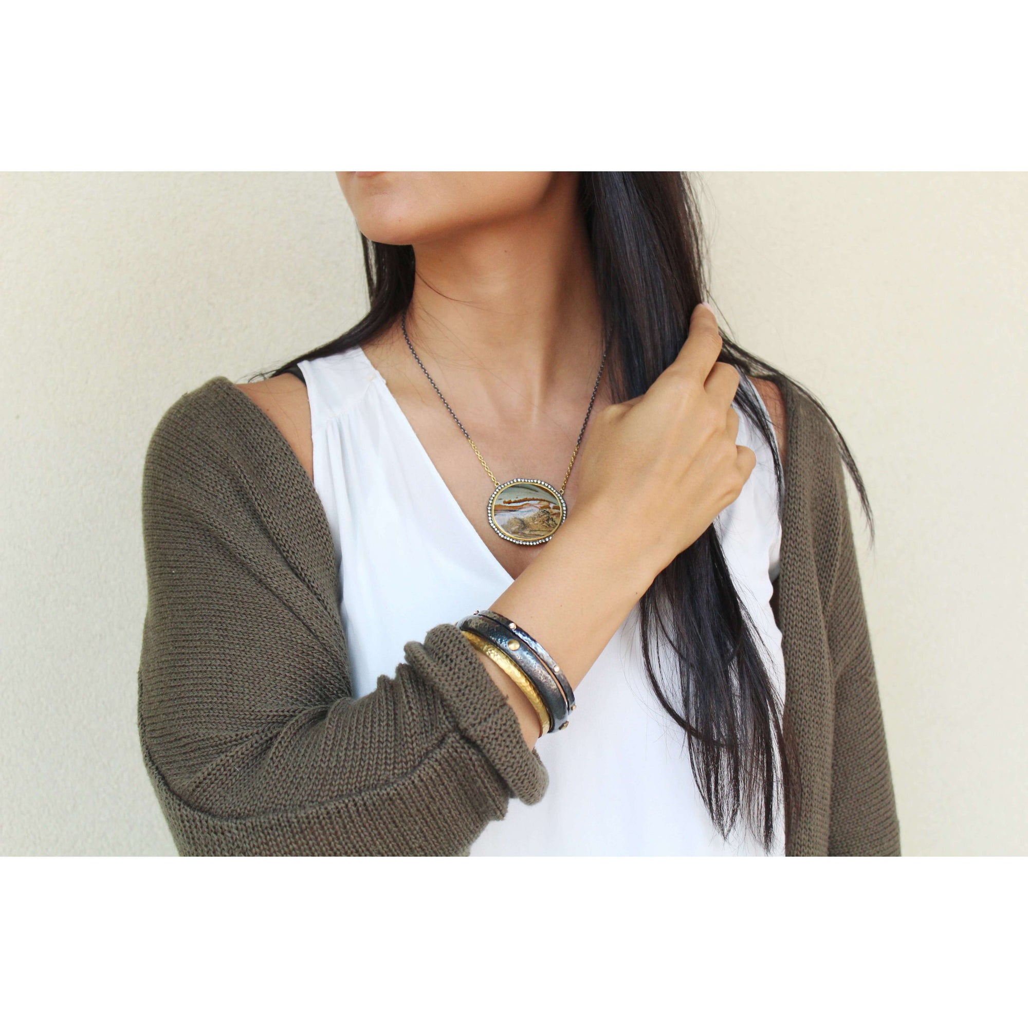 Lika Behar 24k Gold & Oxidized Silver Fusion Bangle