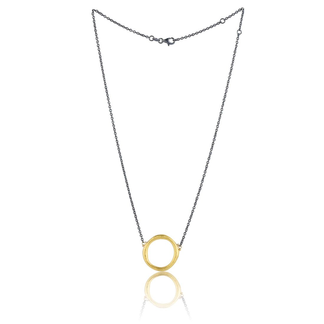 Lika Behar 24k Gold & Oxidized Sterling Silver Circle Pendant