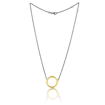 Lika Behar 24k Gold & Oxidized Sterling Silver Circle Pendant