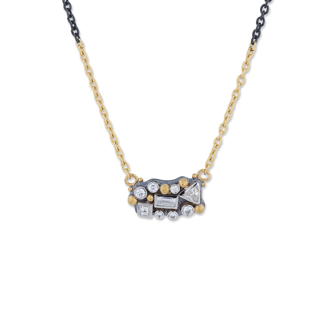 Lika Behar 24k Gold & Oxidized Sterling Silver Diamond Cluster Pendant