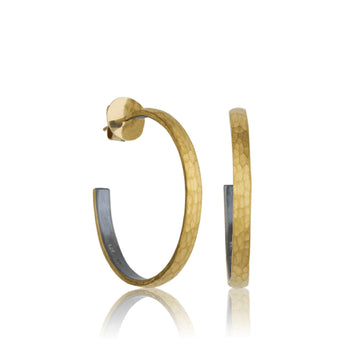 24k Gold & Oxidized Sterling Silver Hoop Earrings by Lika Behar