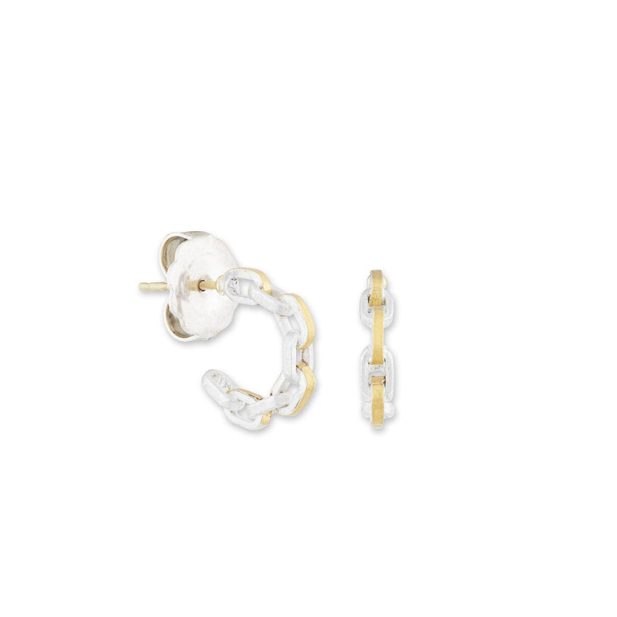 24k Gold Sterling Silver Link Hoop Earrings by Lika Behar