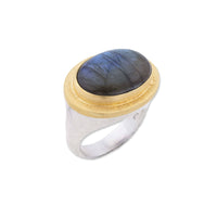Lika Behar 24k Gold & Sterling Silver Labradorite Statement Ring | POM-R-941C-SILG-EWLAB