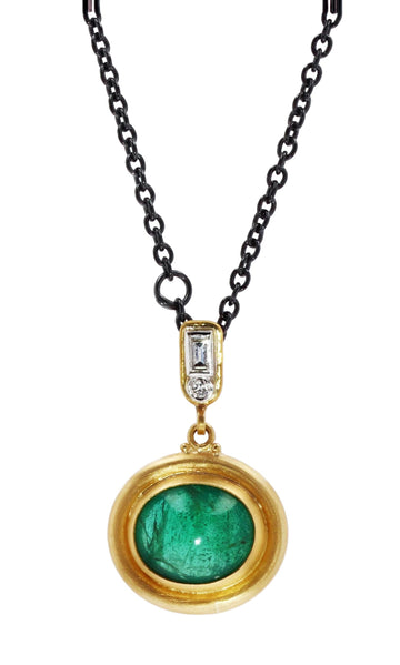 Lika Behar Emerald & Diamond Pendant Necklace