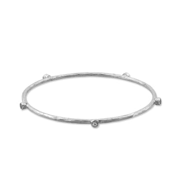 White Sapphire Silver Bangle Bracelet by Lika Behar - Skeie's Jewelers