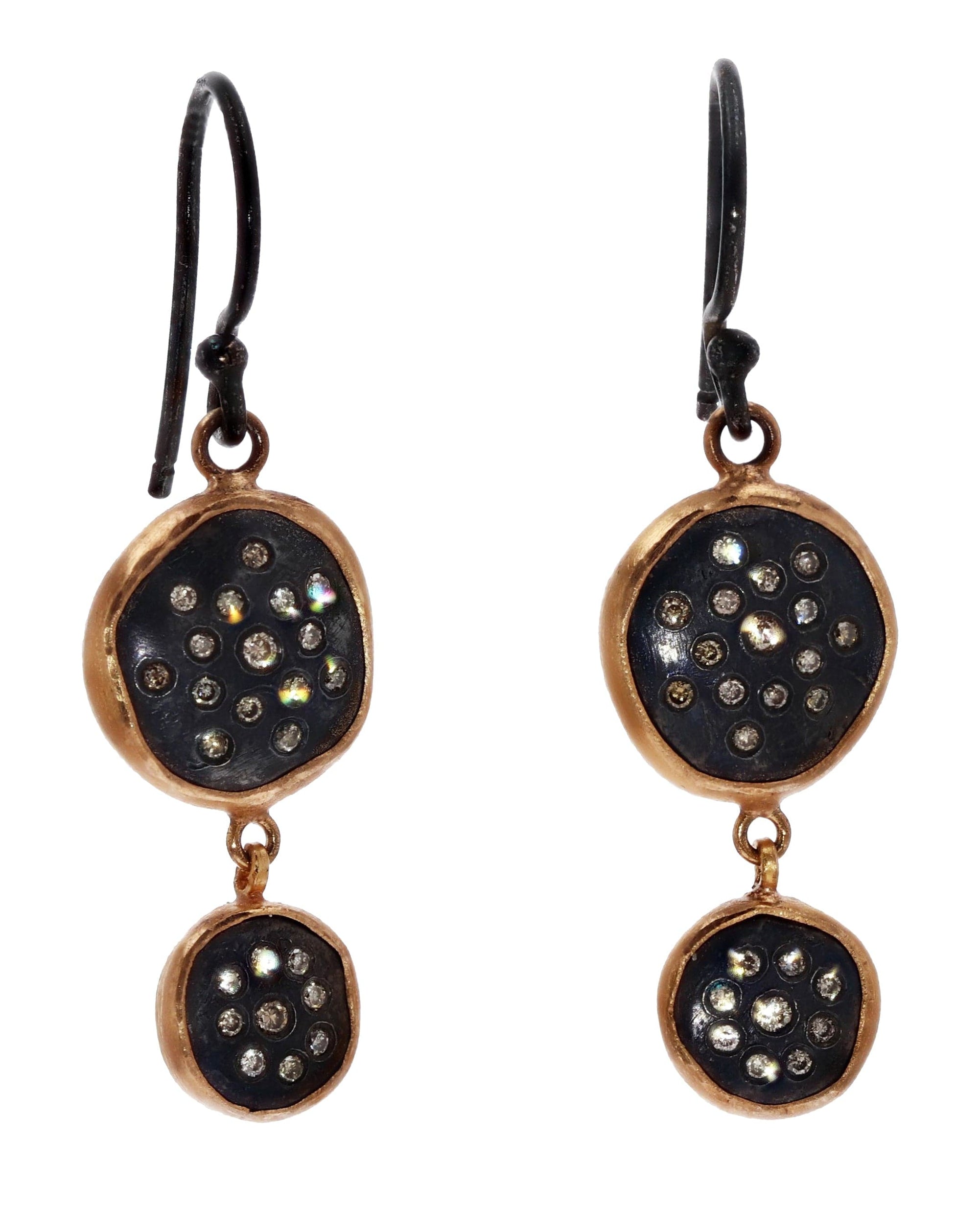 Lika Behar Gold & Oxidized Sterling Silver Cognac Diamond Dangle Earrings