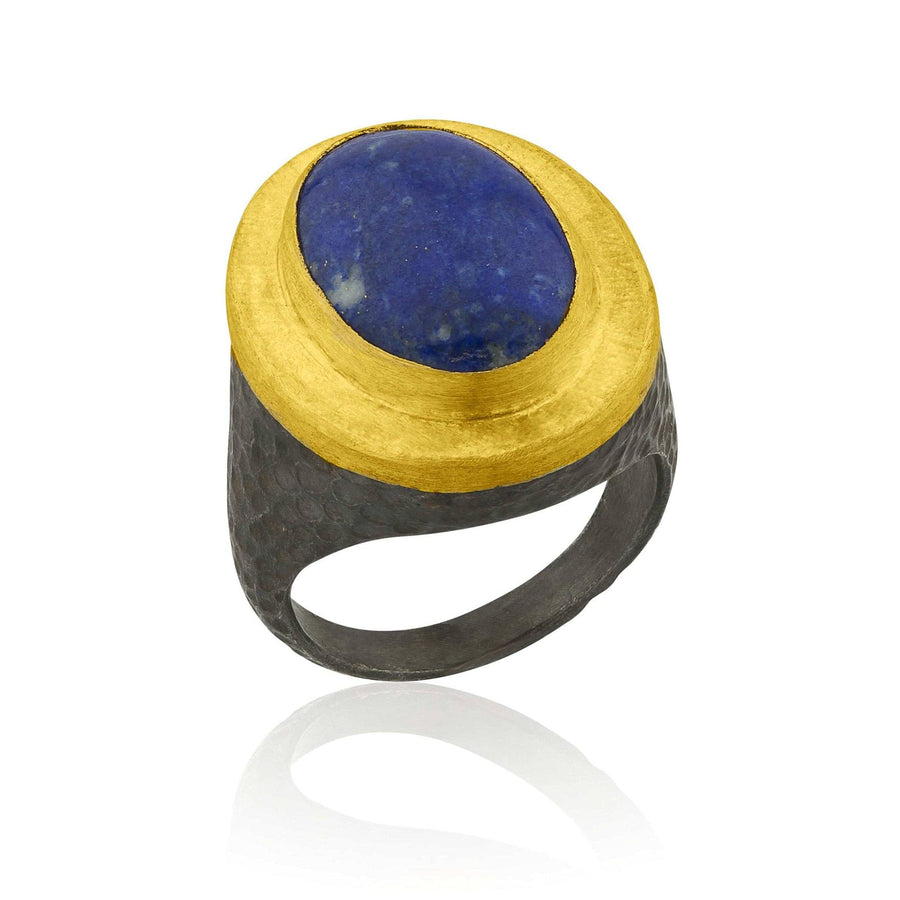 Lapis Lazuli Oxidized Silver & Gold Pompeii Ring by Lika Behar