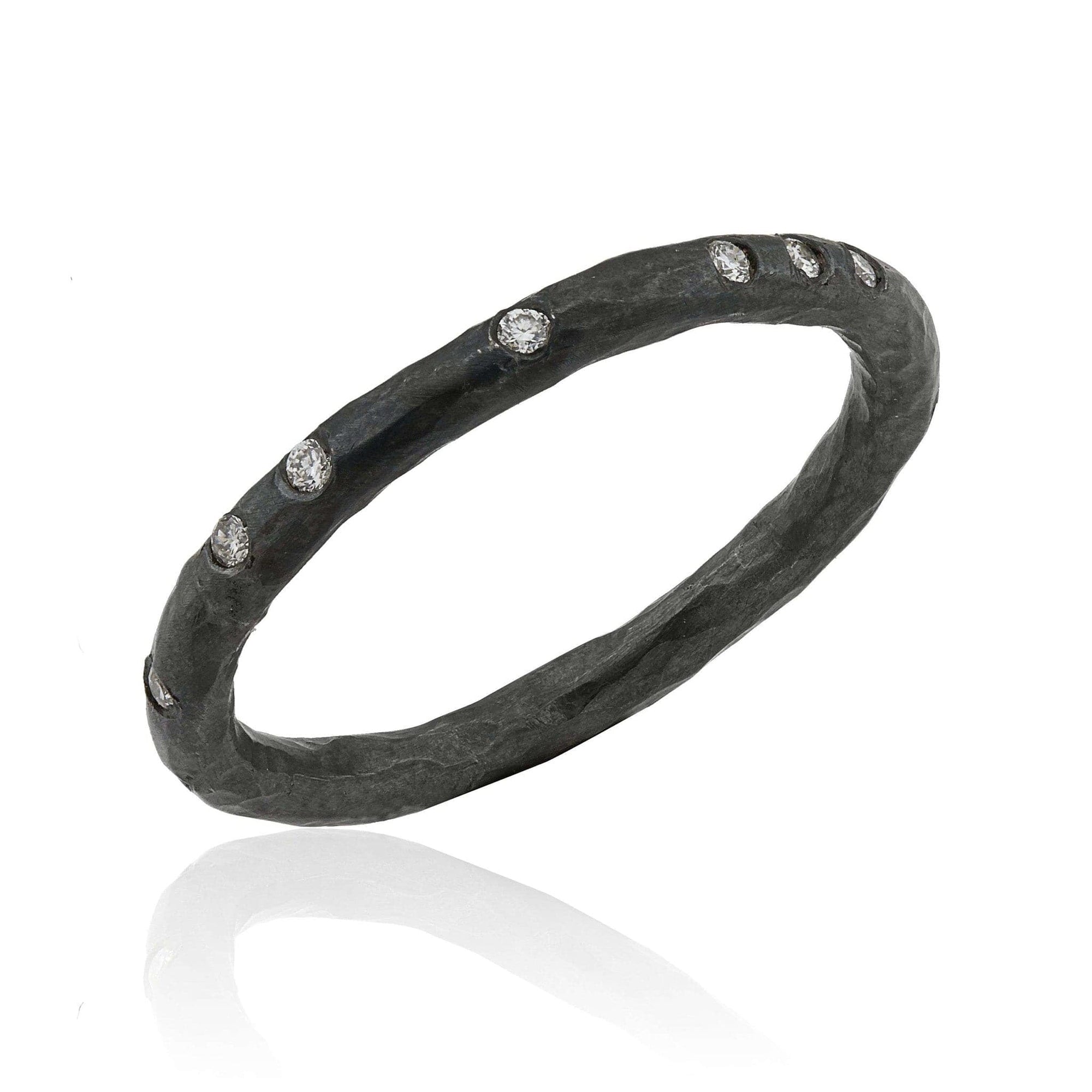 Oxidized Sterling Silver Flush-Set Diamond Band by Lika Behar