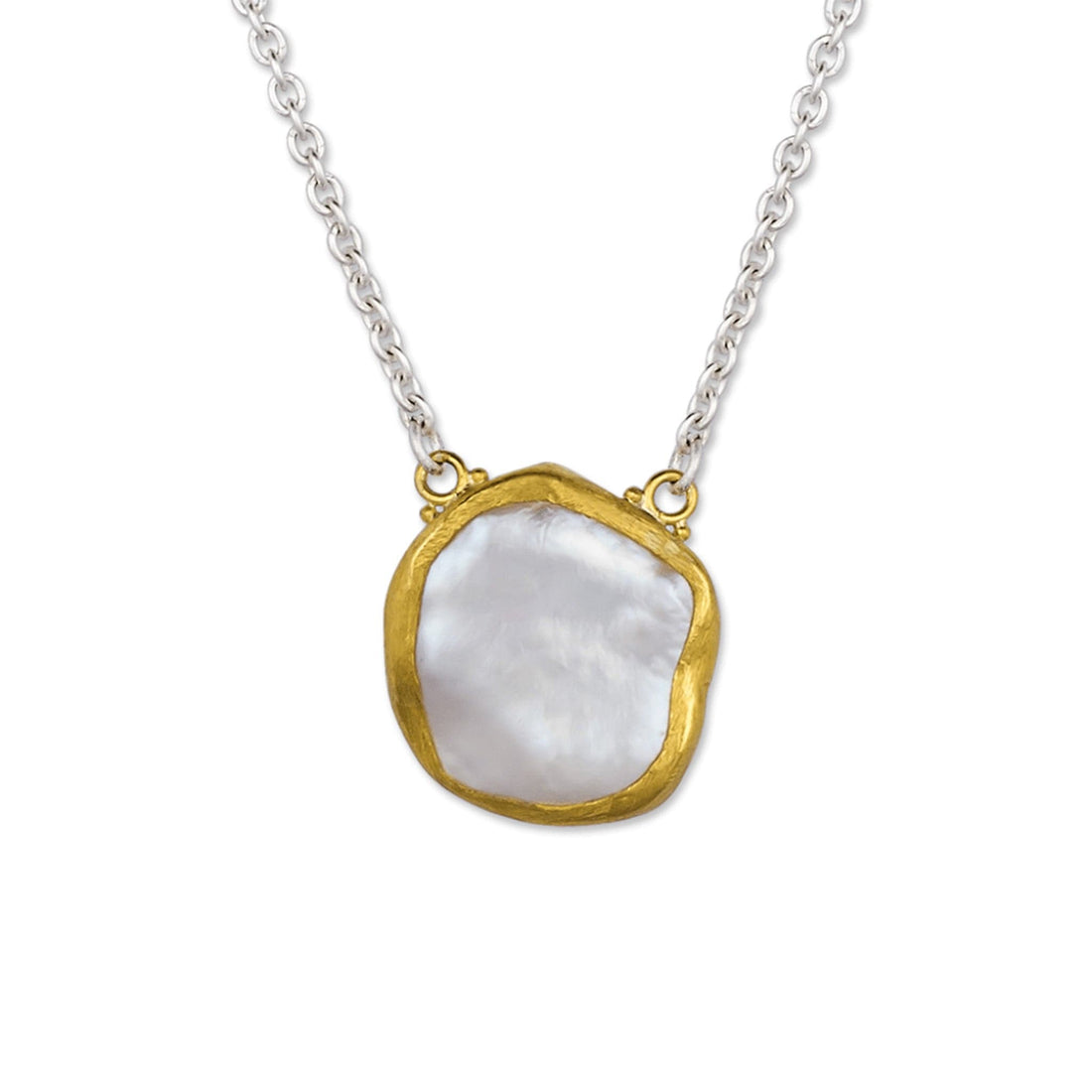 Keshi Pearl Necklace in Yellow Gold & High Polished Silver by Lika Behar