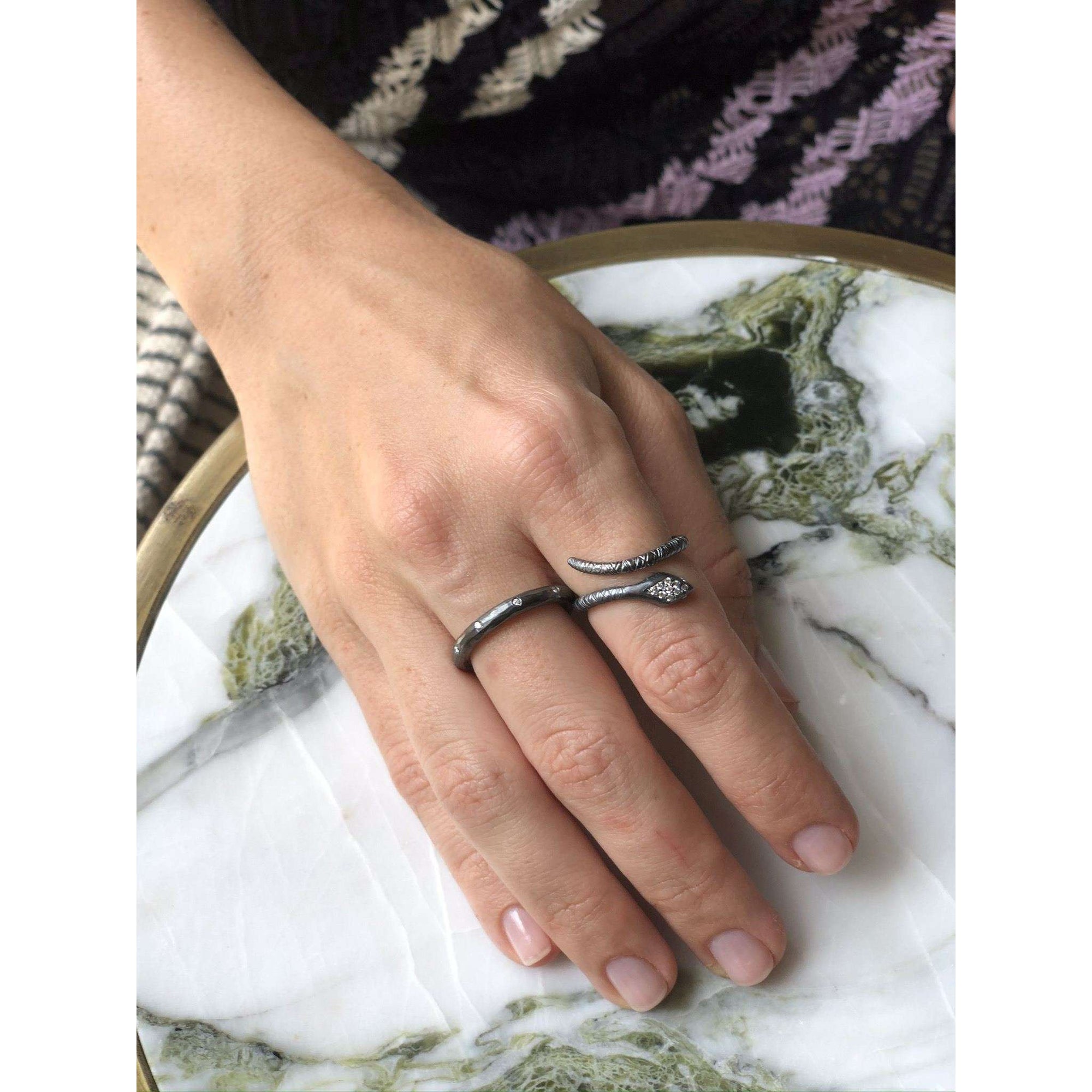 Lika Behar Oxidized Sterling Silver Diamond Head Snake RingOxidized Sterling Silver Diamond Head Snake Ring by Lika Behar Modeled