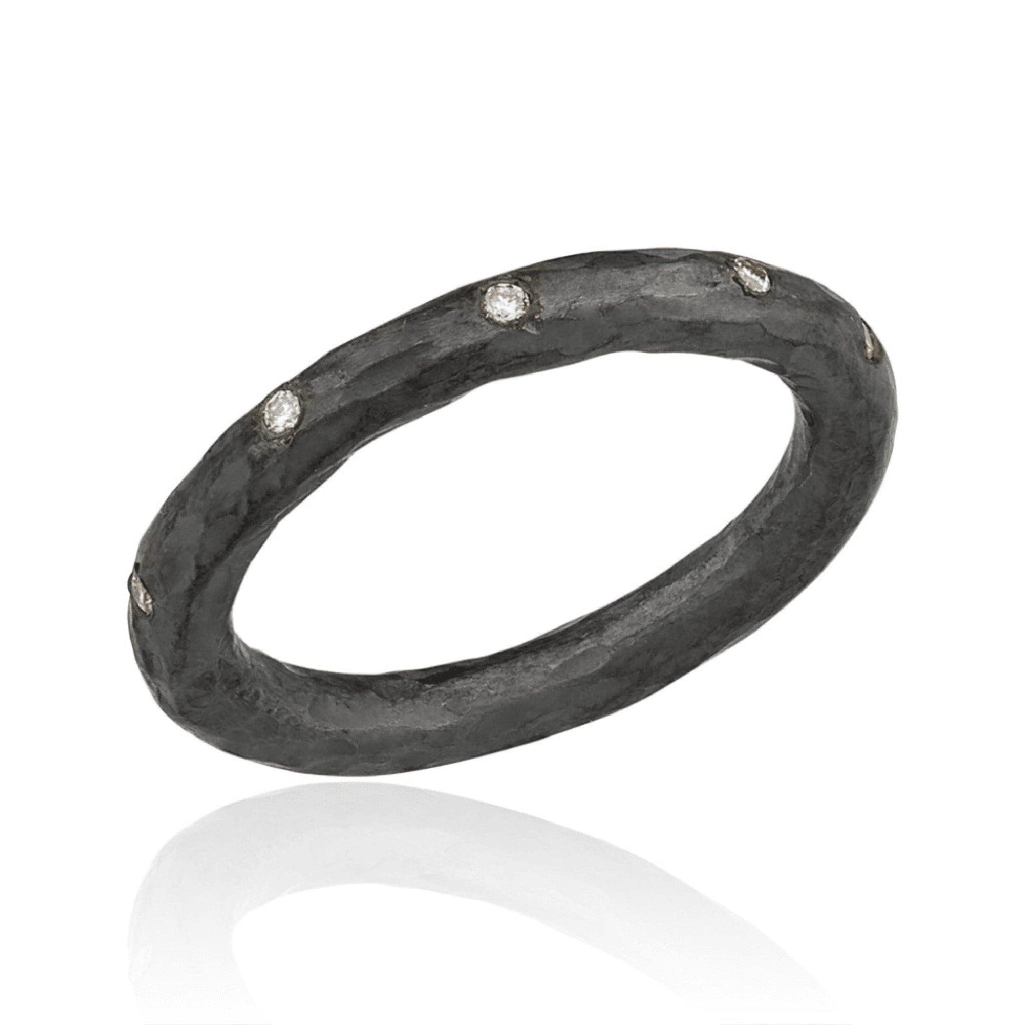 Oxidized Sterling Silver Symmetrical Diamond Ring by Lika Behar