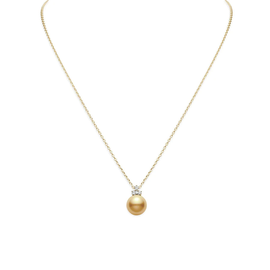 Mikimoto Golden South Sea Pearl Pendant Diamond Accent Necklace