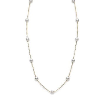18k Gold A+ Akoya Pearl Station Necklace by Mikimoto - Skeie's Jewelers