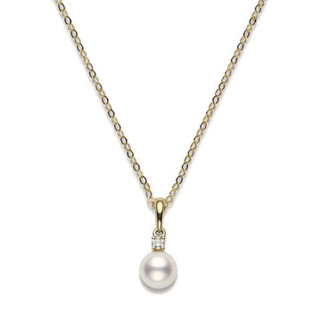 Mikimoto A+ Cultured Pearl & Diamond Pendant Necklace - Skeie's Jewelers
