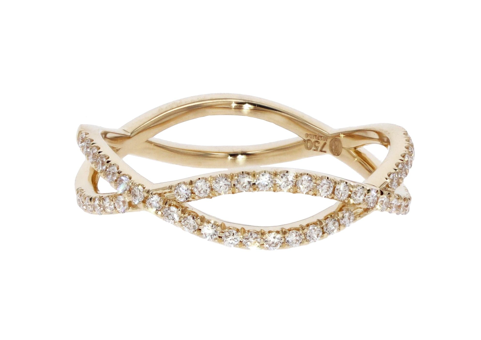 Precision Set 18K Half Twist Diamond Wedding Band Ring