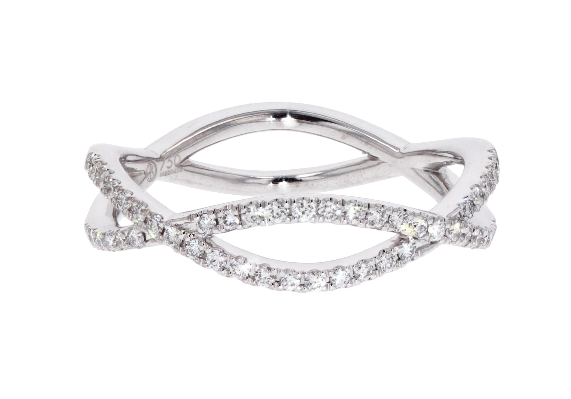 Precision Set 18K Half Twist Diamond Wedding Band Ring