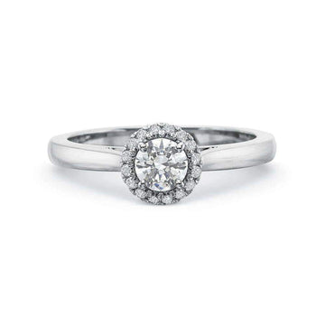 Round .31ctw Diamond Halo Engagement Ring in 18k White Gold