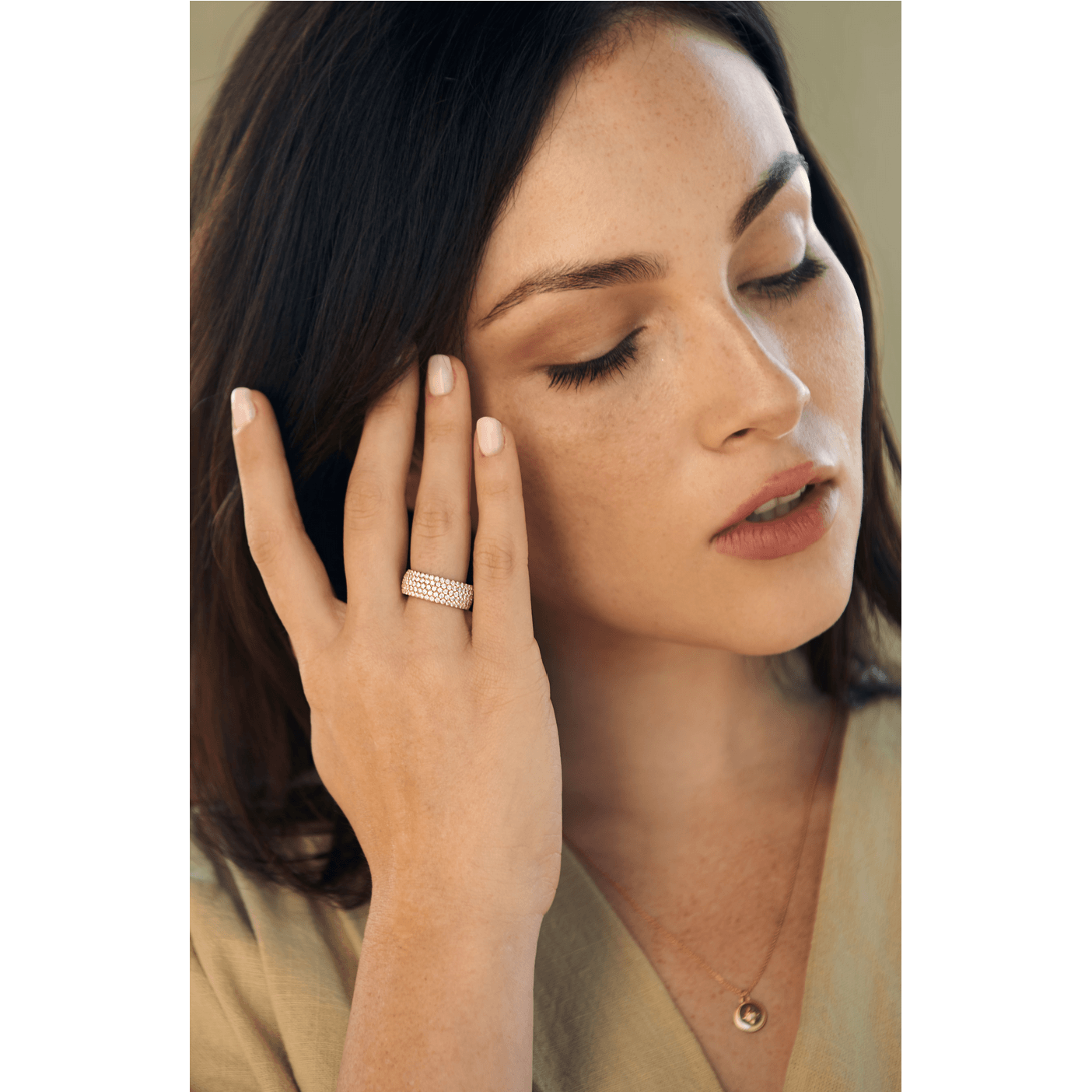 Precision Set Five Row Diamond Pave Eternity Band modeled