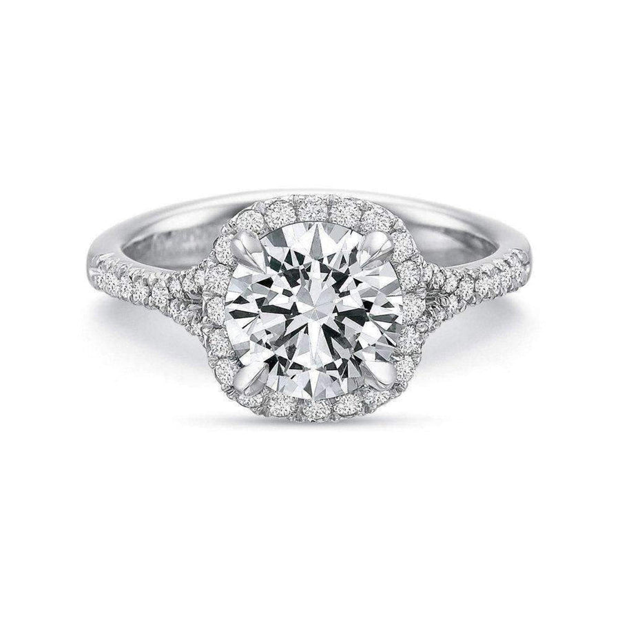 Cushion Cut Diamond Engagement Ring with Halo Semi-Mount