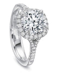 Cushion Cut Diamond Engagement Ring with Halo Semi-Mount Angle