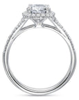 Cushion Cut Diamond Engagement Ring with Halo Semi-Mount Side