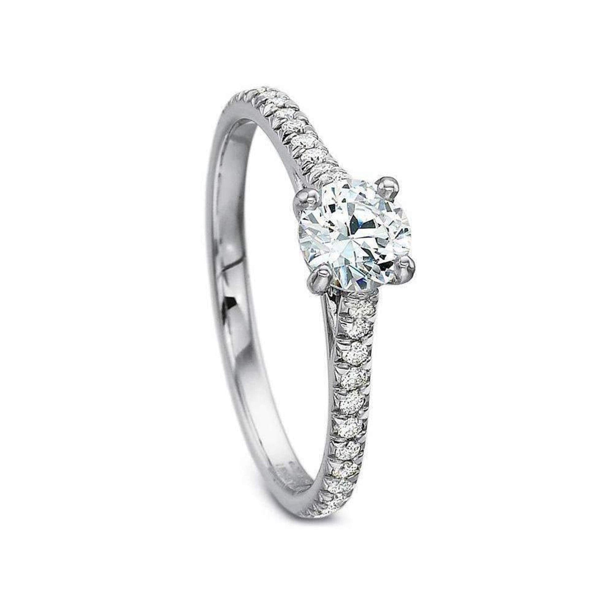 Round Brilliant Diamond Gold & Platinum Engagement Ring - Skeie's Jewelers