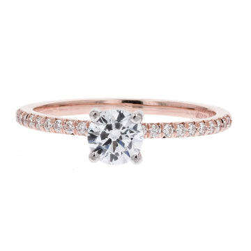Solitaire Engagement Ring with Side Stones by Precision Set Rose Gold