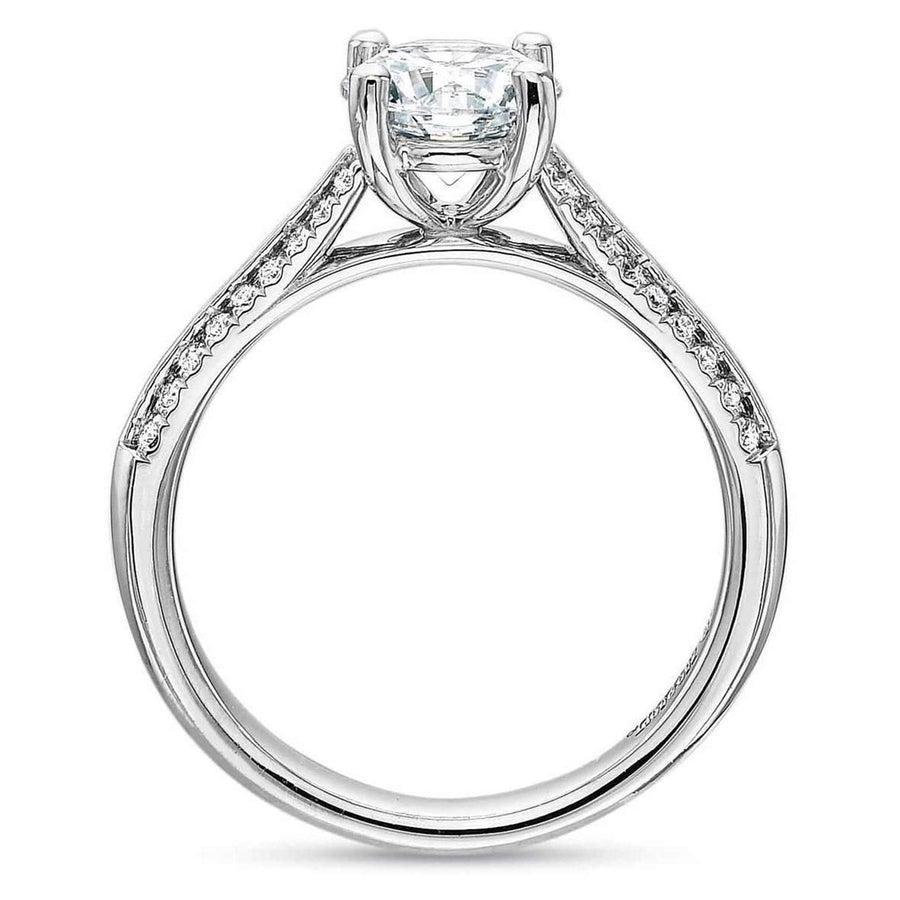 Round Diamond Two-Row Sidestone Engagement Ring Side