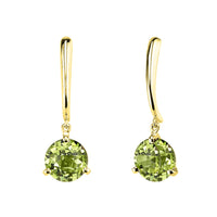 Peridot White Yellow Gold Dangle Earrings by Stanton Color