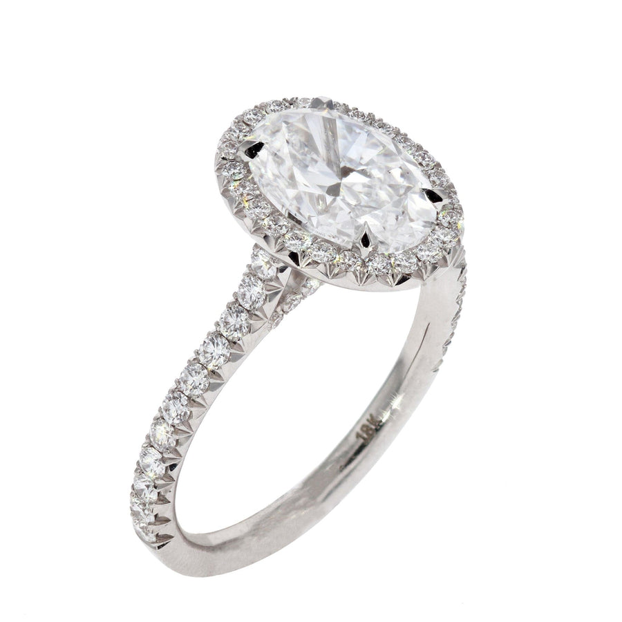 2 Carat Oval Diamond Halo Engagement Ring by Rahaminov Angle