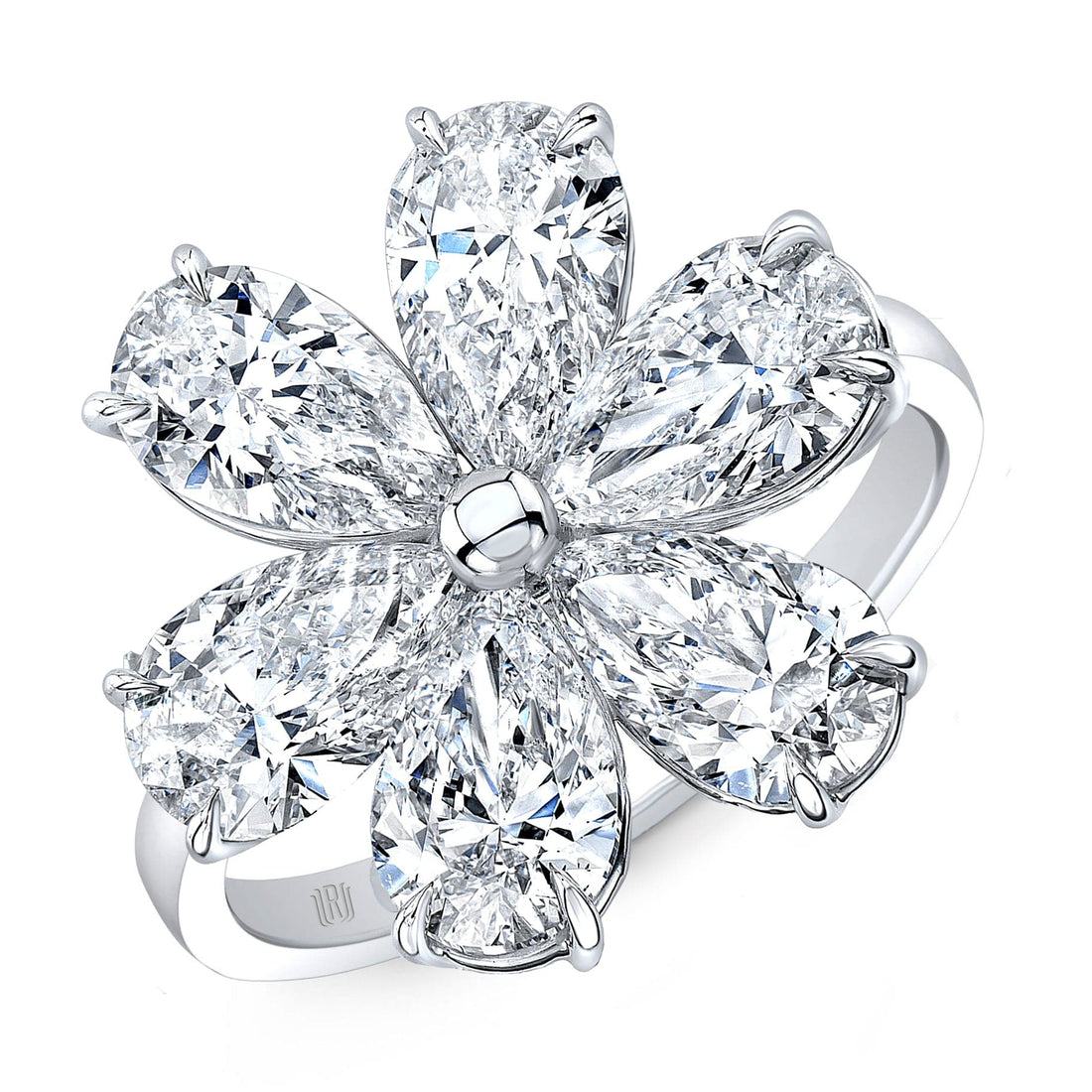 Rahaminov Gold & Pear Shaped Diamond Flower Ring