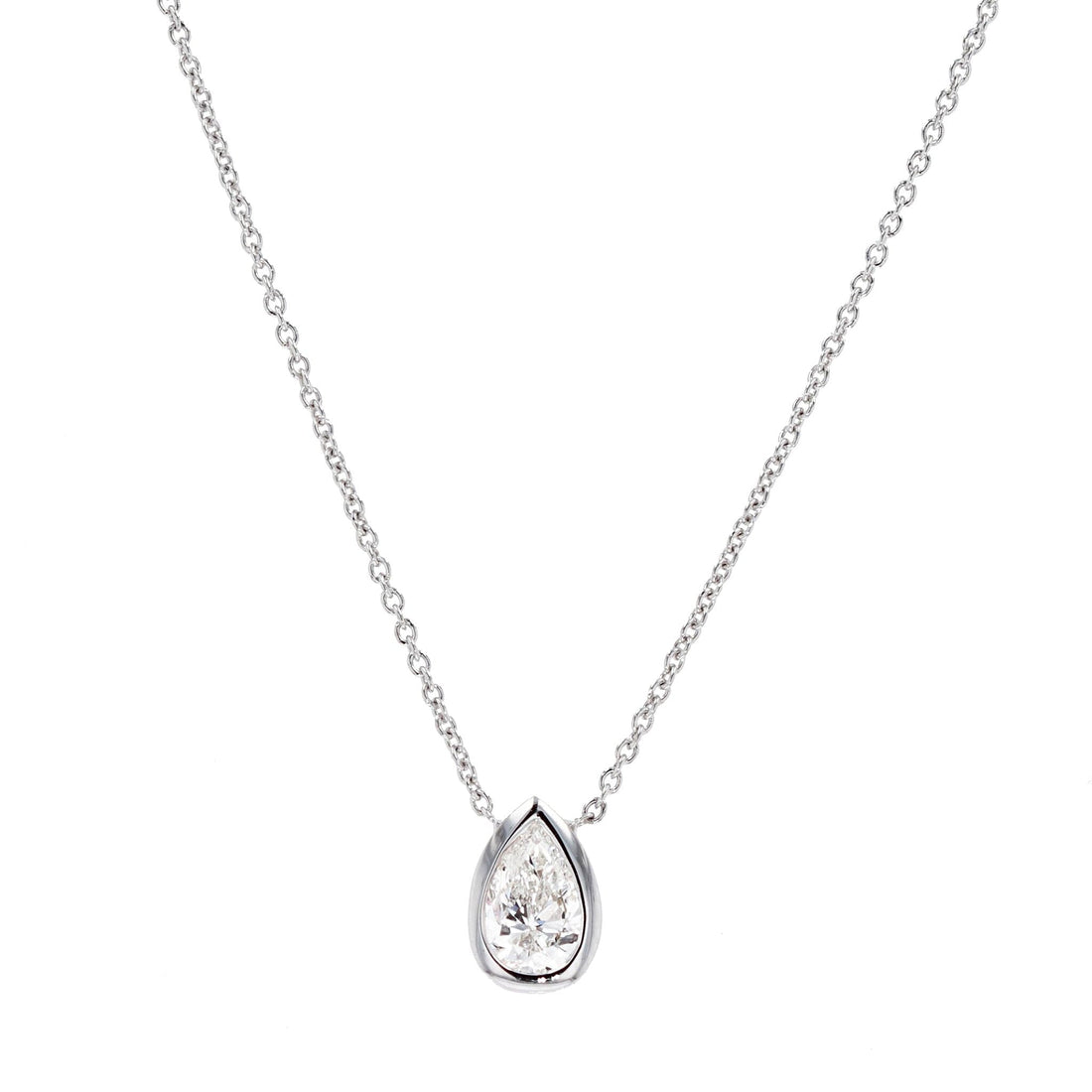 Roberto Coin Pendant Diamond Pear Necklace 18k White Gold