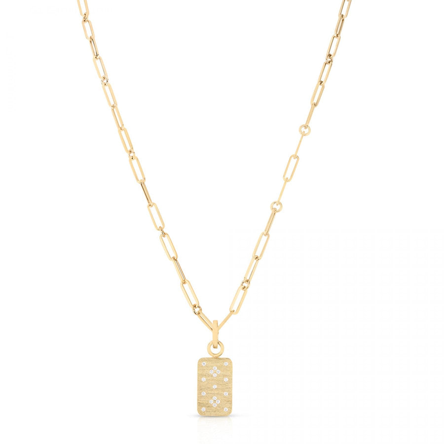 Roberto Coin 18k Gold Dog Tag Diamond Pendant Necklace