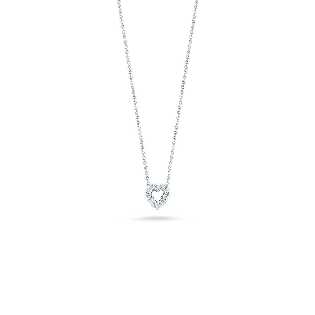 Roberto Coin Tiny Heart Necklace with Diamonds White Gold