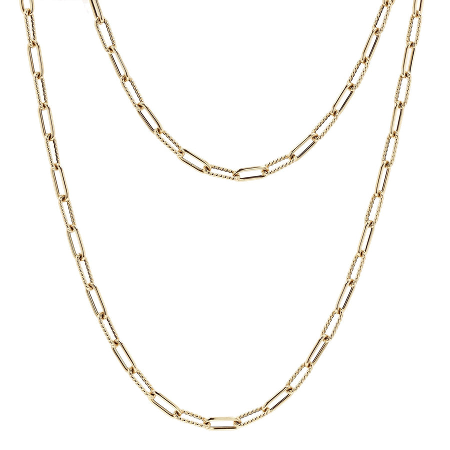 Roberto Coin Link Necklace Alternating Polish & Fluted Gold 