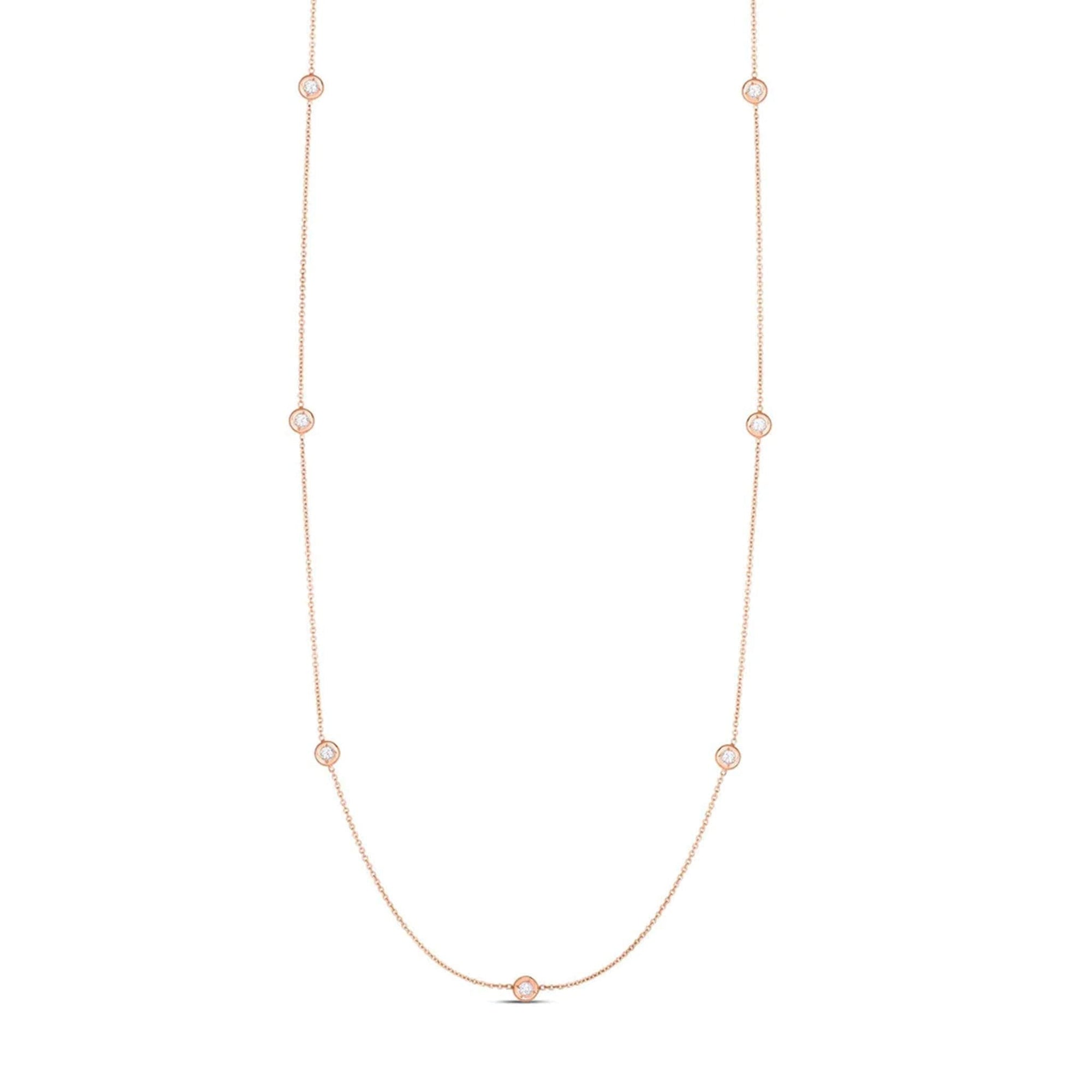 Roberto Coin Diamond Station Necklace Rose Gold 7