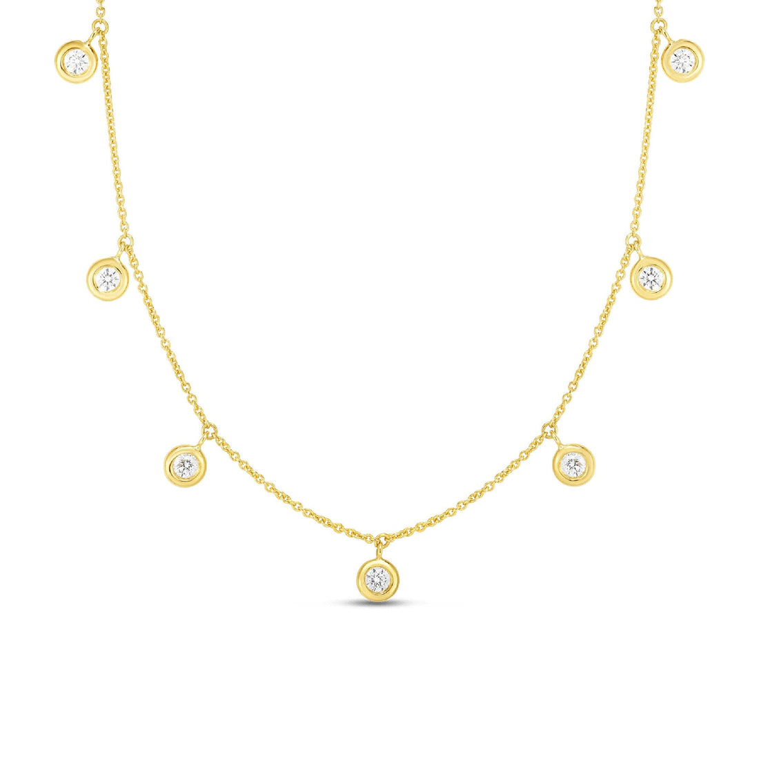 Roberto Coin Seven-Station Diamond Dangle Necklace Yellow Gold